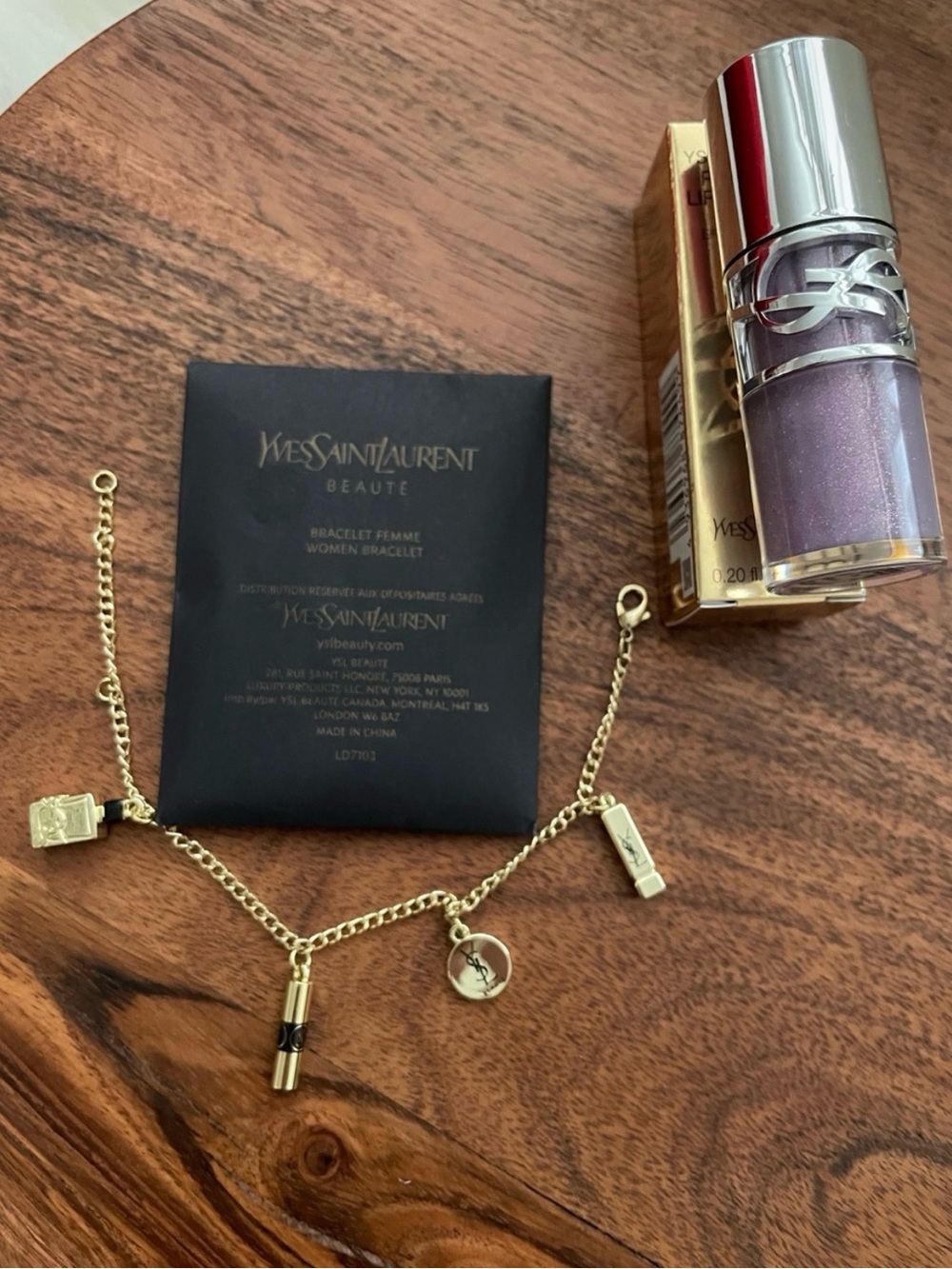 YVES SAINT LAURENT Charm Bracelet & Plumping Lip Oil Gloss Bundle